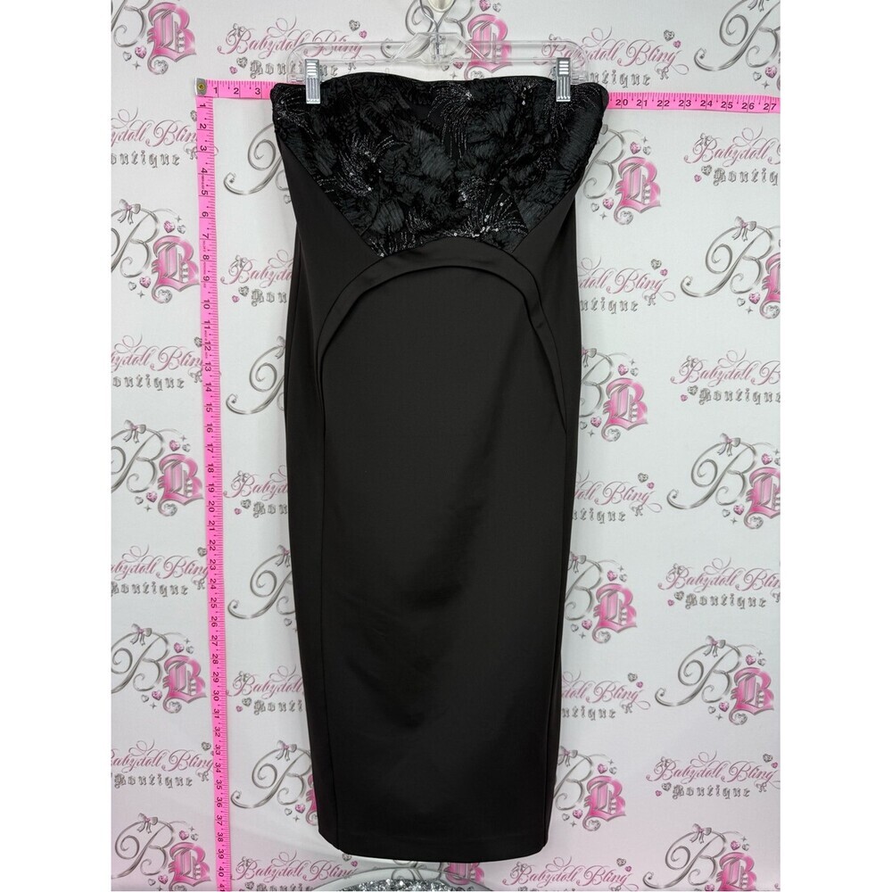 COAST dress Strapless Black Sequin Bodice Pencil Dress